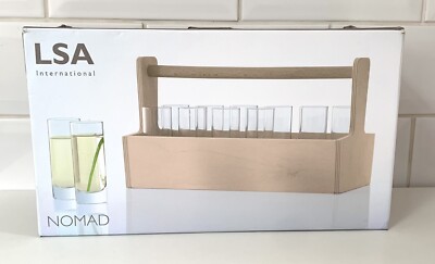 LSA International Nomad Vodka Set 12 x 80 ml Gläser Birkensperrholz Buche Kiste