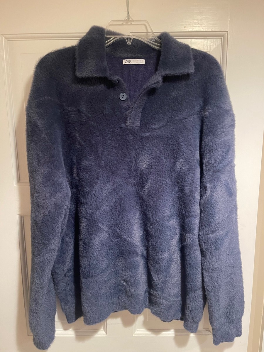 ZARA Fur textured knit polo size large | eBay