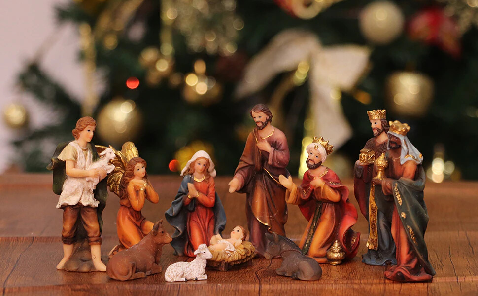 Nativity Scene Set Baby Jesus Christmas Figures Ornament Xmas Gift Home  Manger