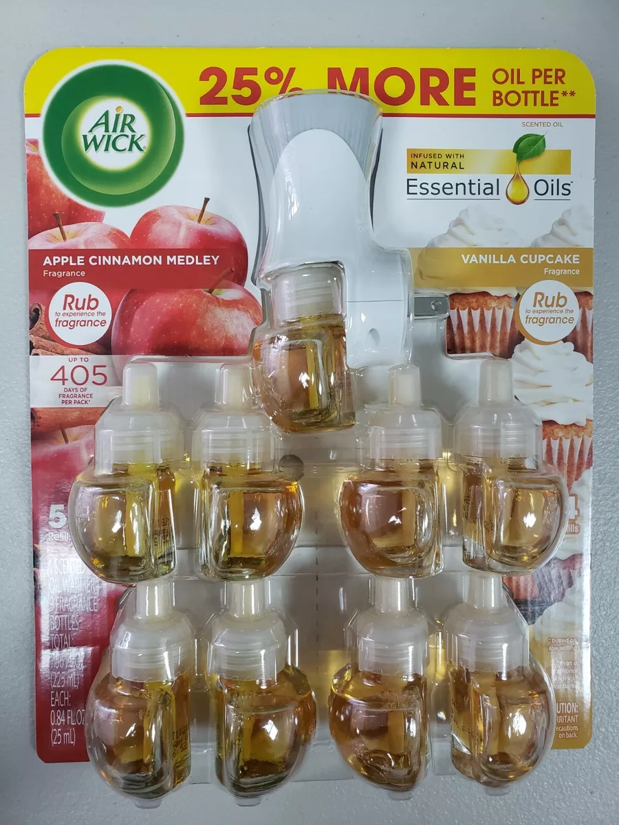 Air Wick Apple Cinnamon Medley, 7 Scented Oil Refills + 2 Warmers