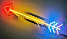 20"x6" Arrow Acrylic Neon Sign Lamp Light Real Glass Room Visual Decor Gift QL