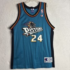 Rare Vintage Champion NBA Detroit Pistons Mateen Cleaves 24 Jersey Youth L 14/16