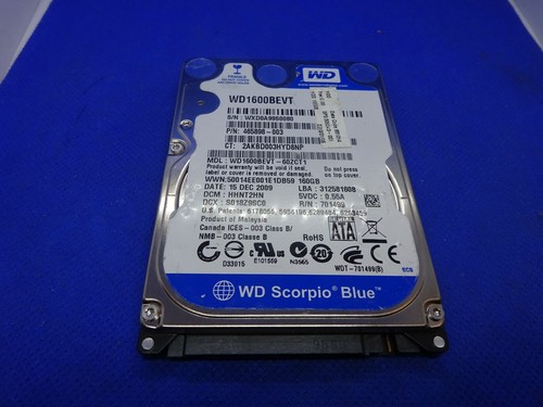 160 GB SATA LAPTOP FESTPLATTE WESTERN DIGITAL WD1600BEVT 2,5 ZOLL  #NFP69