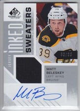 2016-17 UD SPGU MATT BELESKEY AUTO JERSEY 39/99 Inked Sweater SP Game Used Bruin