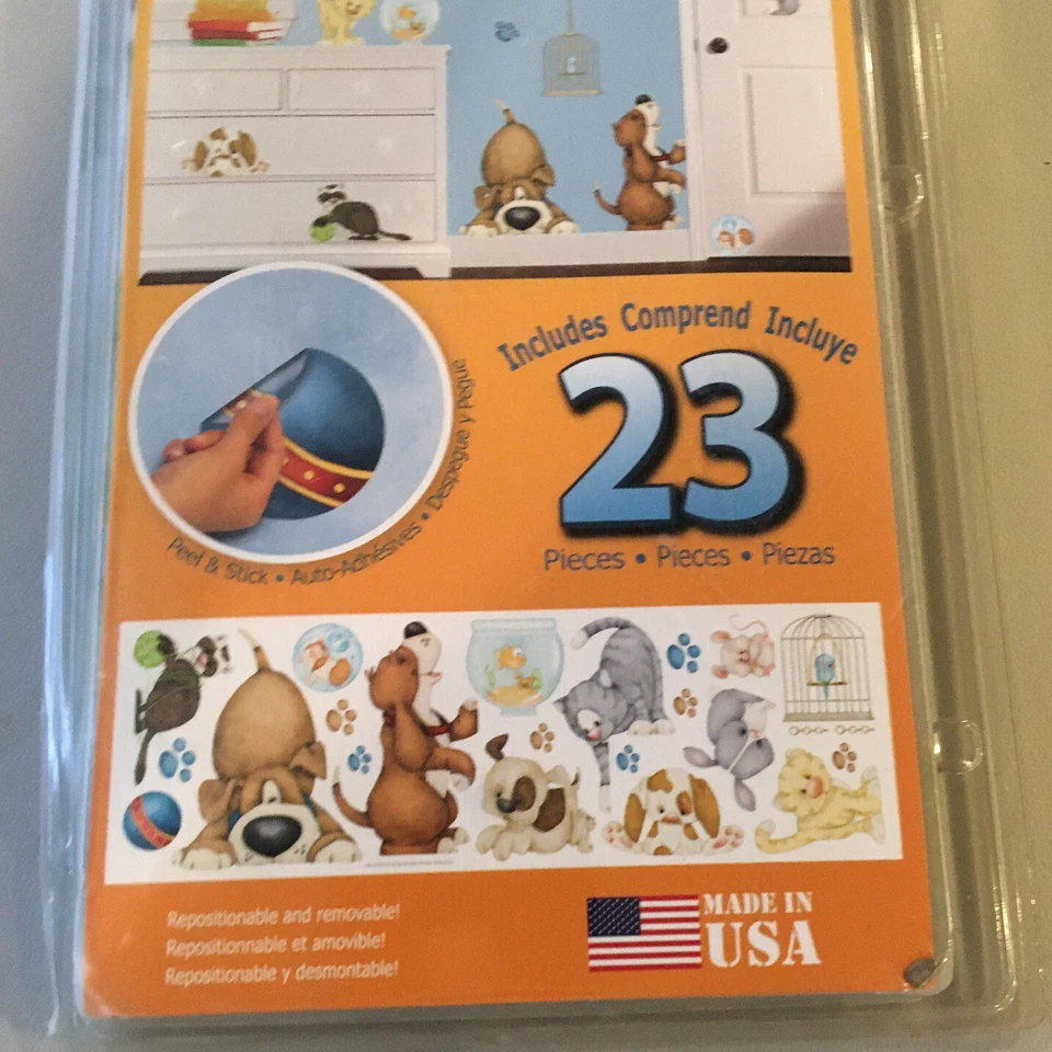 23 Novos DECALQUES DE PAREDE NA PET SHOP Filhotes Gatinhos Cães Gatos Adesivos Decoração Infantil - Imagem 4 de 4