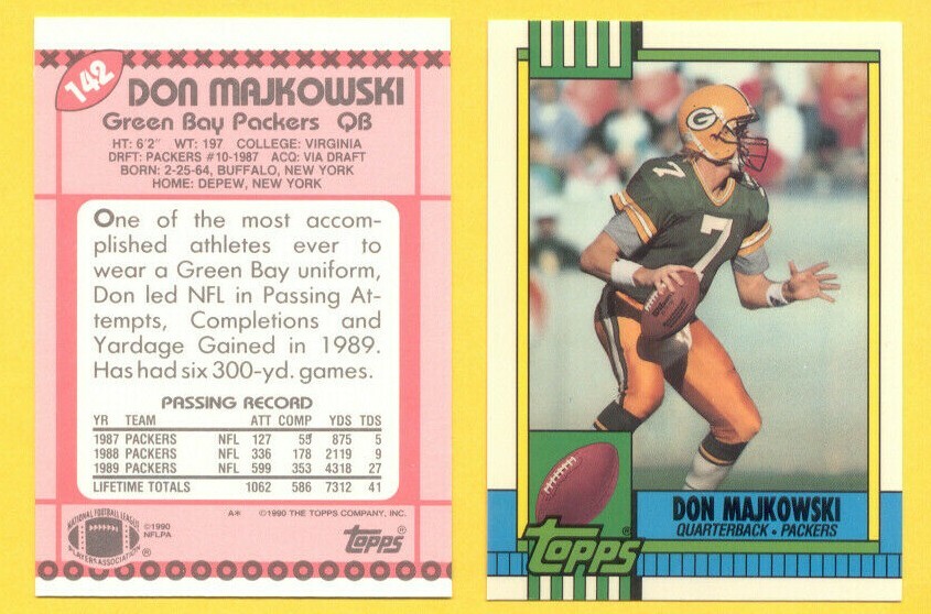 1990 Topps Tiffany DON MAJKOWSKI Green Bay Packers Card