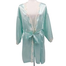Val Mode Satin Robe Womens M Green Elegant Delicate Feminine Glamorous Intimate