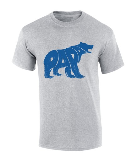 Mens Fathers Day Tshirt Papa Bear Funny Short Sleeve T-shirt