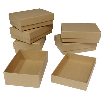 6x Premium Geschenkbox mit Deckel Mehrzweck Aufbewahrung und Organizer Medium, Kraft