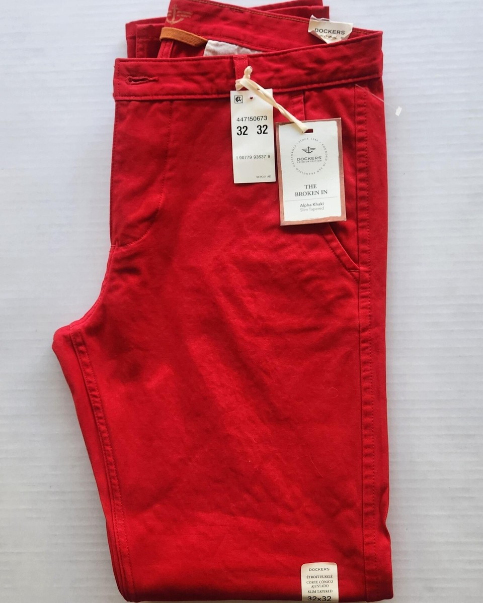 Dockers Premium Edition Red Pants - Alpha Khaki - Slim Tapered
