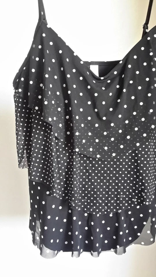 Купальник Tropical Escape размер 16 черный в горошек узор слои б/у в отличном состоянии - Изображение 2 из 4