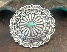 Turquoise Concho Style Belt Buckle - Small Western Design - Cabochon - Women's