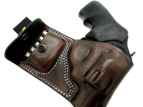 Right Hand Dark Brown Leather OWB Belt Holster with Ammo or Mag Carrier - CHOOSE - Picture 3 of 13