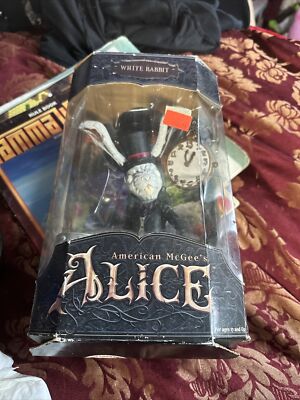American McGee Alice White Rabbit Action Figure Complete in Box 2000 Black Coat