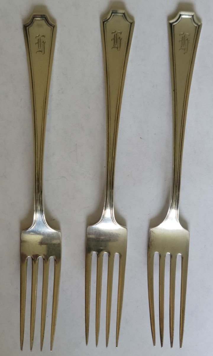 Antique Silverware Sterling Silver Fork Value Fairfax By Durgin Sterling  Silver Set Of Dinner Forks 7/8