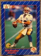 1991 AW Sports CFL Football Card #102 Tom Burgess - Colgate alumni