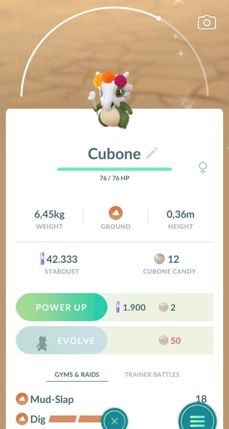Cubone Brillante con una corona de cempasúchil - MlNl P T C - Leer Descripción