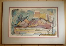 JENSEN 57, 1950s ABSTRACTION EXPRESSIONIST WATERCOLOR MID CENTURY CUBIST CUBISM