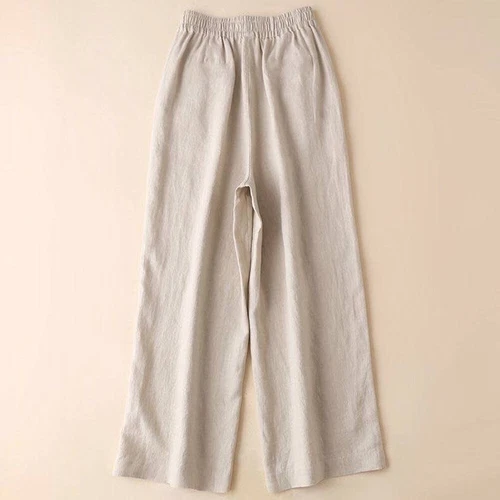 Women Cotton Linen Loose Wide Leg Pants Ladies Summer Breathable Casual Trousers - Picture 9 of 24