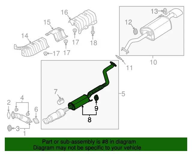 NUEVO SILENCIADOR CENTRAL DE ESCAPE OEM 28650B0300 para Kia Forte 2017-2018 Foto 3 de 4