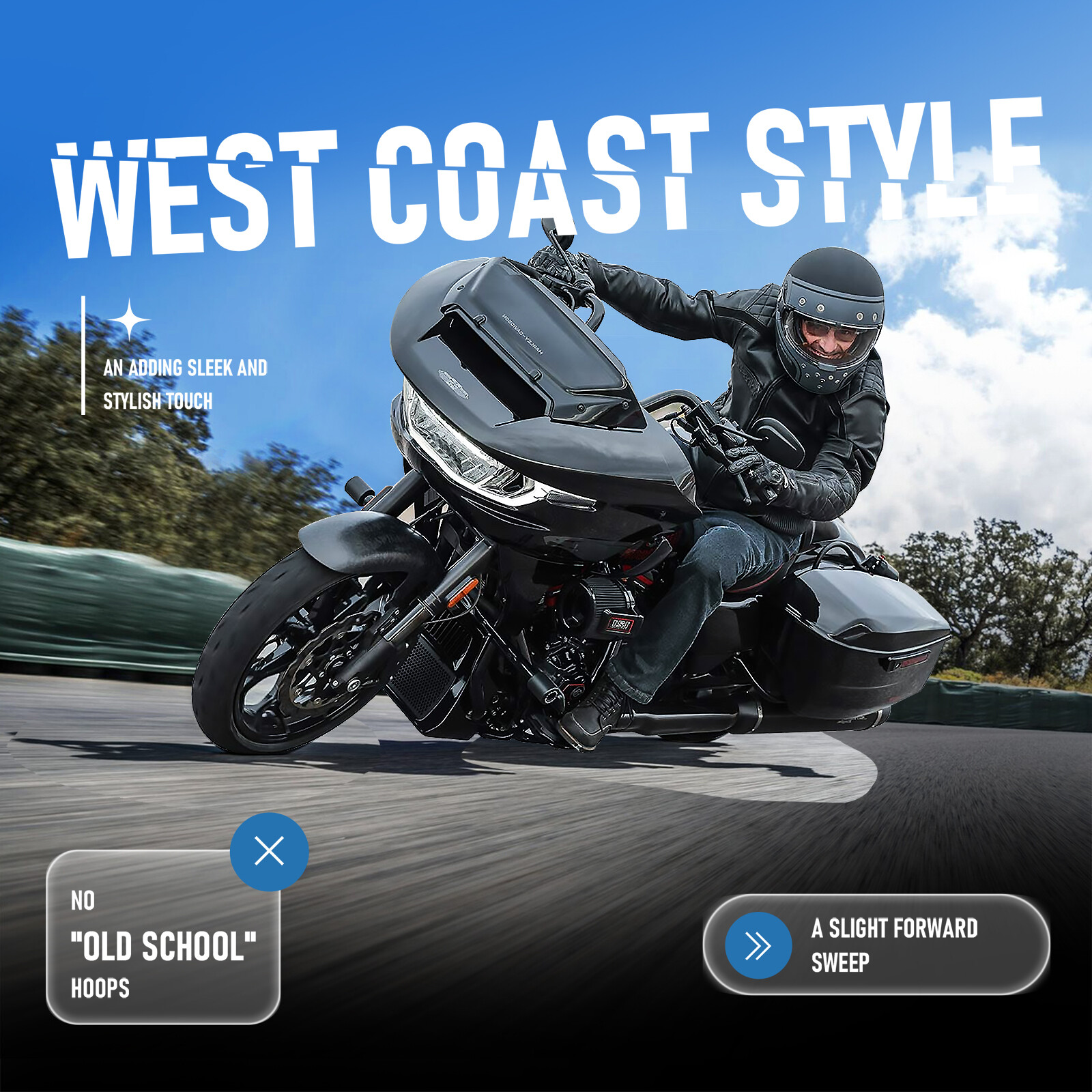 Road Glide Engine Guard Highway Crash Bar Flat-Out Bar for Harley FLTR 2015-2023