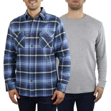 Jachs Men’s Flannel + Thermal, 2-pack , Blue/Gray, Size S