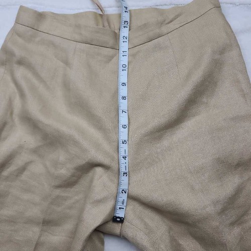 Kasper Pantalone donna gamba dritta beige vita alta 100% lino estivo 8 - Foto 4 di 6