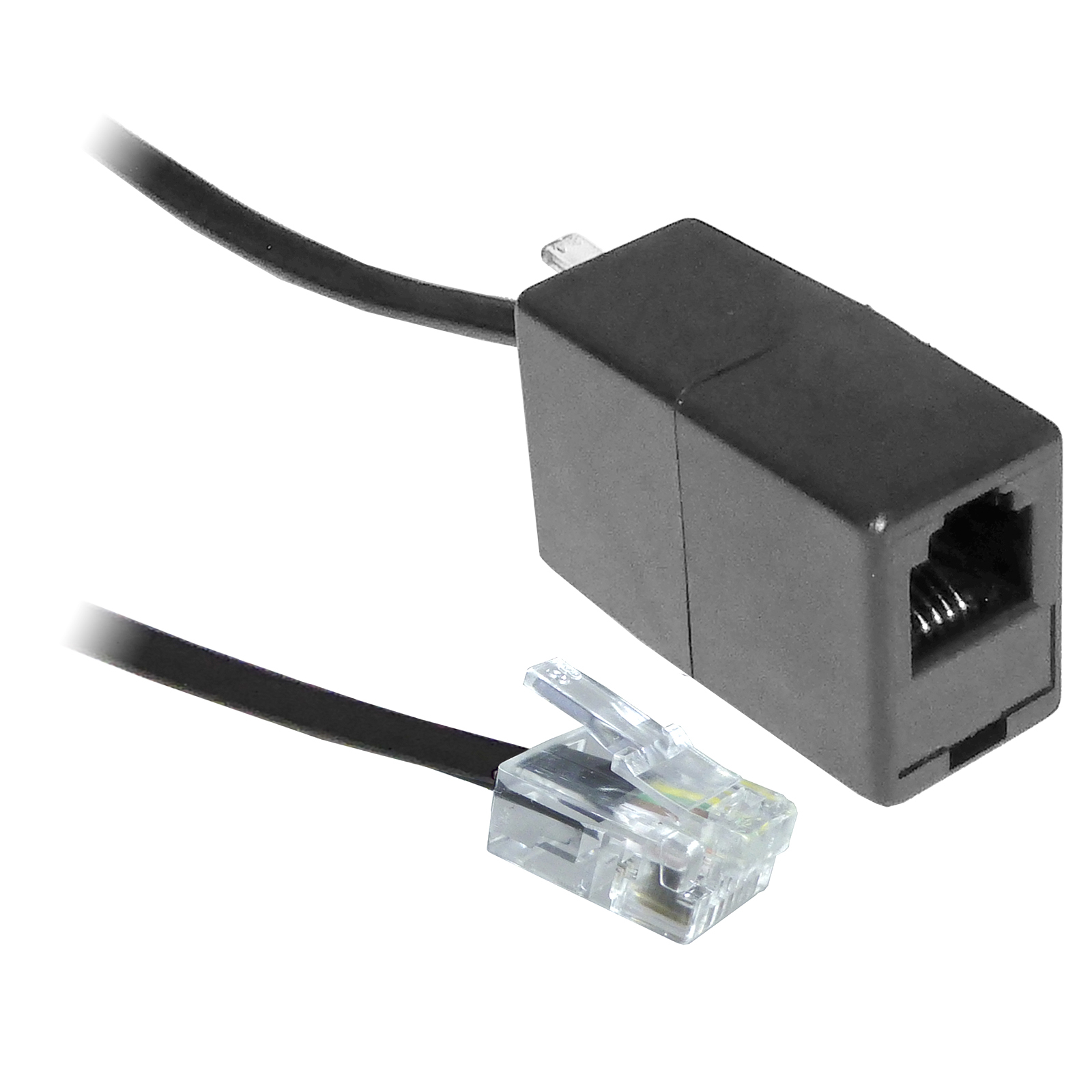 15M ADSL RJ11 Broadband Modem Extension Cable Lead + Coupler Male Female BLACK