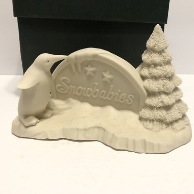 Dept 56 Snowbabies Polar Sign Logo Display Piece Christmas Tree & Penguin 6804-7