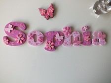 3" Girls Hand Decorated Wooden Lowercase Letters Door/Wall Free Butterfly