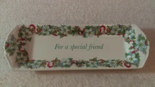 Spode Oblong Mint Tray Poinsettia & red ribbon For a Special Friend CH1777