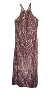 Pink Gold long party sequin dress