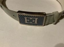 ESCADA Vintage Belt Blue jean Suede Leather EE Buckle 36 300 330 28" 29 1/2"