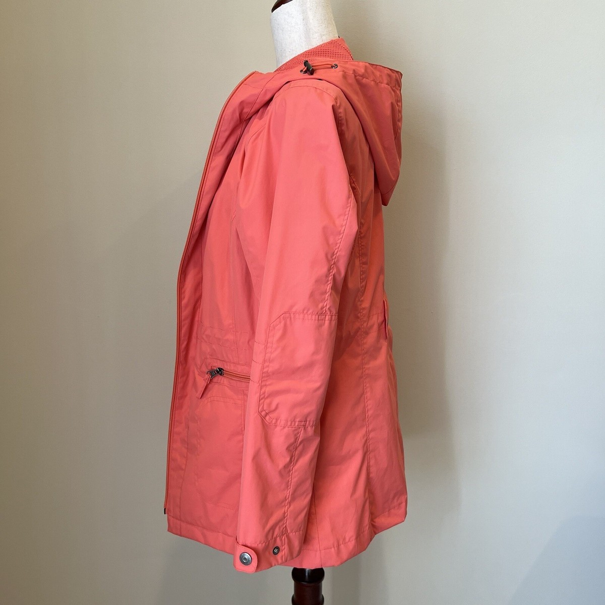 Natural Reflections Cabellas Bass Pro Womens Rain Coat Jacket Sz S Coral  Bright