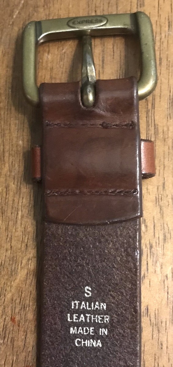 Express Tan Genuine Leather Belt Sz S 1.5” Wide Urban Casual Chic Boho Coastal Express Brown Leather Chic Boho Belt Embellished Buckle  main image 3