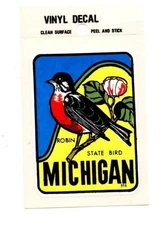 Lot of 12 Michigan State Bird The Robin Luggage Decals Stickers - New - Free S&H
