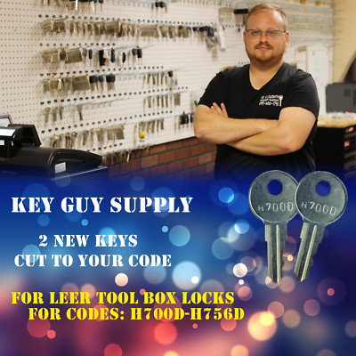 H700D-H756D, 2 keys for Leer   Tool Box Locks, Cut to Code. Licensed Locksmith.