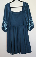Torrid Mini Crinkle Gauze Blouson Sleeve Dress Legion Blue Size 1 NEW