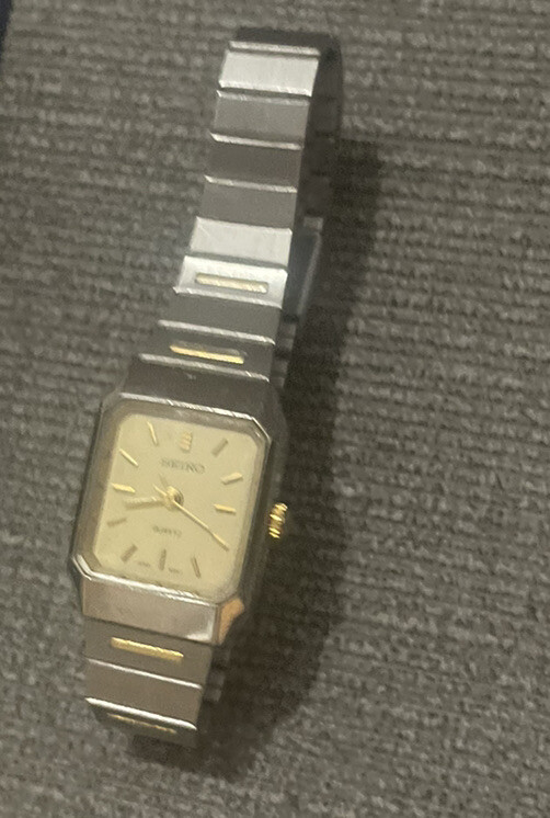 Seiko Watch Women Brushed Silver Tone Rectangle Adjustable