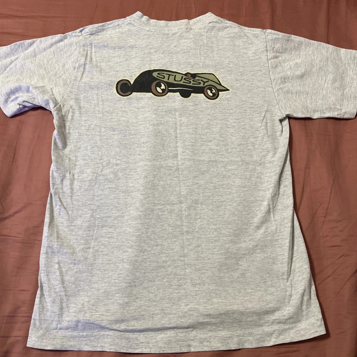 Vintage 80s Stussy T Shirt Race Car Logo Made In USA Single Stitch Surf Skate S