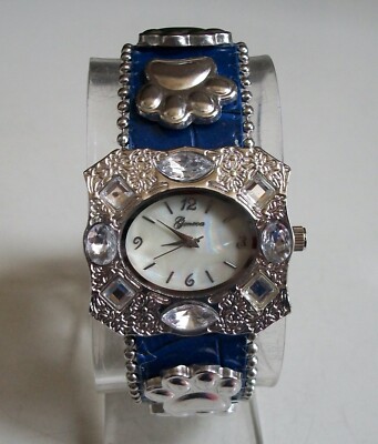 Women's Leather Band Geneva Paw Print Rhinestone Dressy/Casual Fashion Watch
