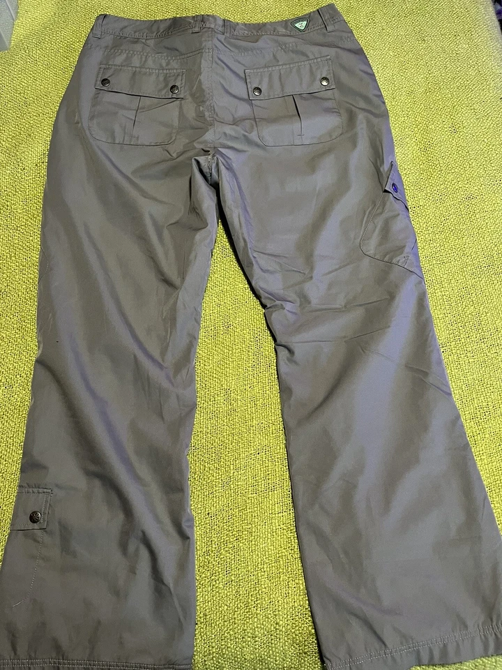 Calça feminina de náilon Eddie Bauer cinza forrada de lã com zíper bolsos tamanho 16 - Imagem 3 de 4
