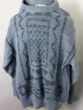 Vintage 80s Mohair Pullover Sweater Blue Geometric Size Euro 36 - US M 8-10 