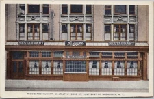 Vintage New York City Postcard RIGG'S RESTAURANT 33rd Street, East of Broadway