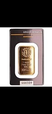 Argor Heraeus Gold Bar 1 oz 999.9 Fine in Assay 4099.09 per troy oz