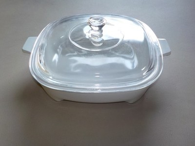 Pyrex Corning Ware Auflaufform mit Glasdeckel wie NEU weiss 21,5 cm quadratisch