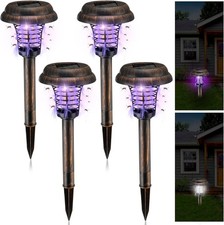 4 Pcs Solar Bug Zapper Waterproof Outdoor Mosquito Zapper Killer and Lighting Re