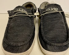 Hey Dude Shoes Mens Size 10  Gray  Wally Stretch Slip-On Canvas Loafers Comfort