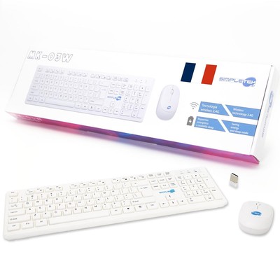 Kit Maus und Tastatur Wireless Französisch Layout Fr Weiß Kit Set M&k Azerty_