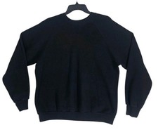 Vtg Y2K Tultex Sweatshirt Mens XL Black Blank Jersey Knit Crewneck Raglan USA